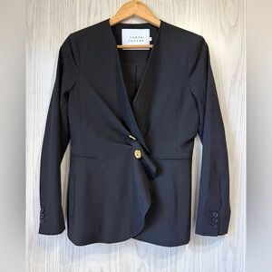 Tanya Taylor Asymmetrical Blazer 4 – Black Gold Button Jacket